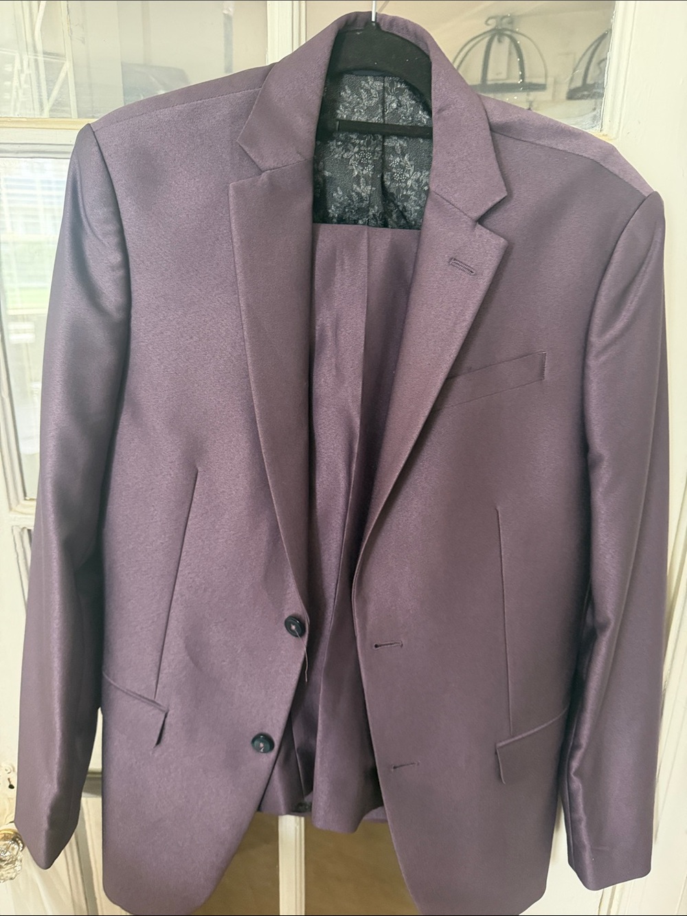 Egara Plum Satin Two-Button Suit